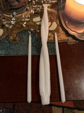 3Pcs~White Double Twist ~2 skinny taper decorative spiral taper long candles